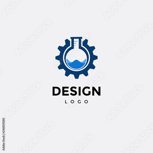 Vector logo design colorful,gear and lab icon