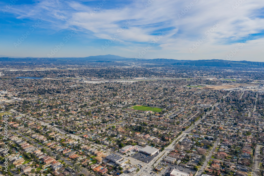 Aerial view of the Temple City, Arcadia area