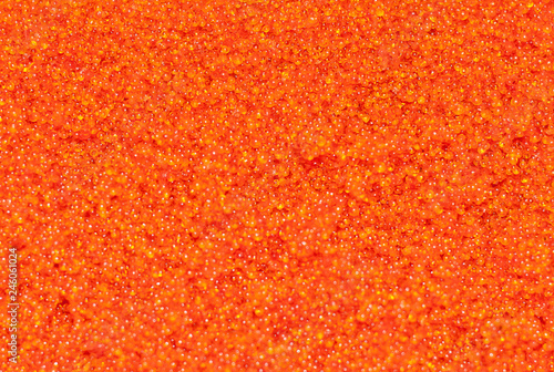 Delicious seafood close up. Red caviar macro. Red caviar tasty and fresh. Expensive delicatessen salted and from sea. Salmon and trout caviar. Fresh and salted red caviar. Gourmet food close up