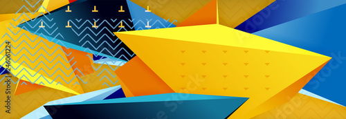 3d triangular shapes geometric background. Origami style pattern with triange shapes for decorative design. Poster design. Line design. Modern presentation template