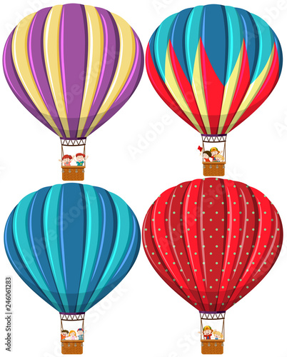 Set of different hot air balloon