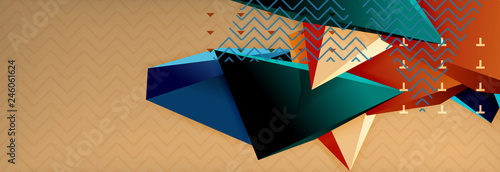 3d triangular shapes geometric background. Origami style pattern with triange shapes for decorative design. Poster design. Line design. Modern presentation template