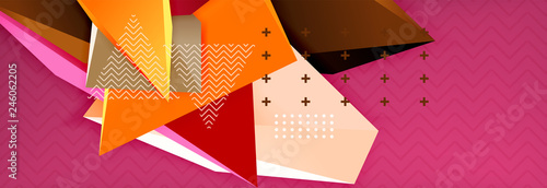 3d triangular shapes geometric background. Origami style pattern with triange shapes for decorative design. Poster design. Line design. Modern presentation template