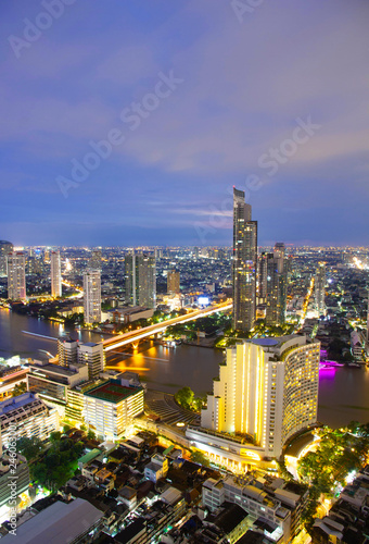 Bangkok city skyline - Cityscape with Chao Phraya River in Thailand