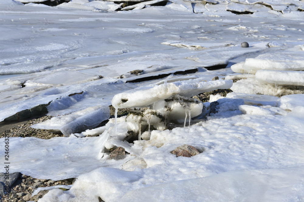 The accumulation of sea ice in the sea The accumulation of sea ice in the sea