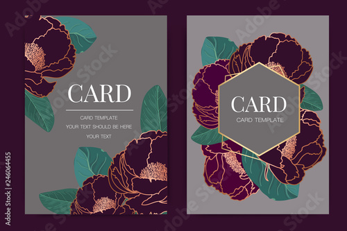 Summer in copper Wedding Invitation themes, floral invite thank you, rsvp modern card Design in tropical leaf greenery  branches decorative Vector elegant rustic template
