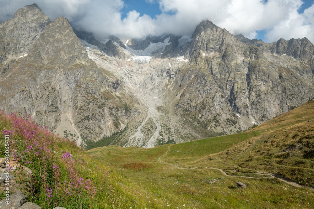 Mont Blanc's south face and Tour du Mont Blanc trail