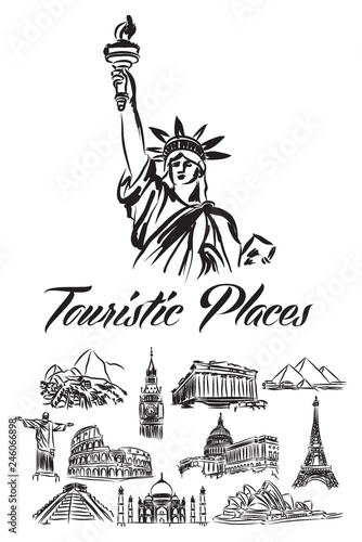 world touristic illustration places