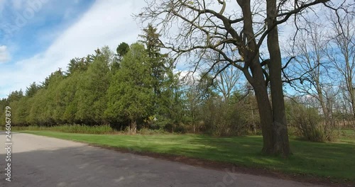 Wallpaper Mural Jogging By Low Electric Power Lines In Open Field With Forest First Person View Torontodigital.ca