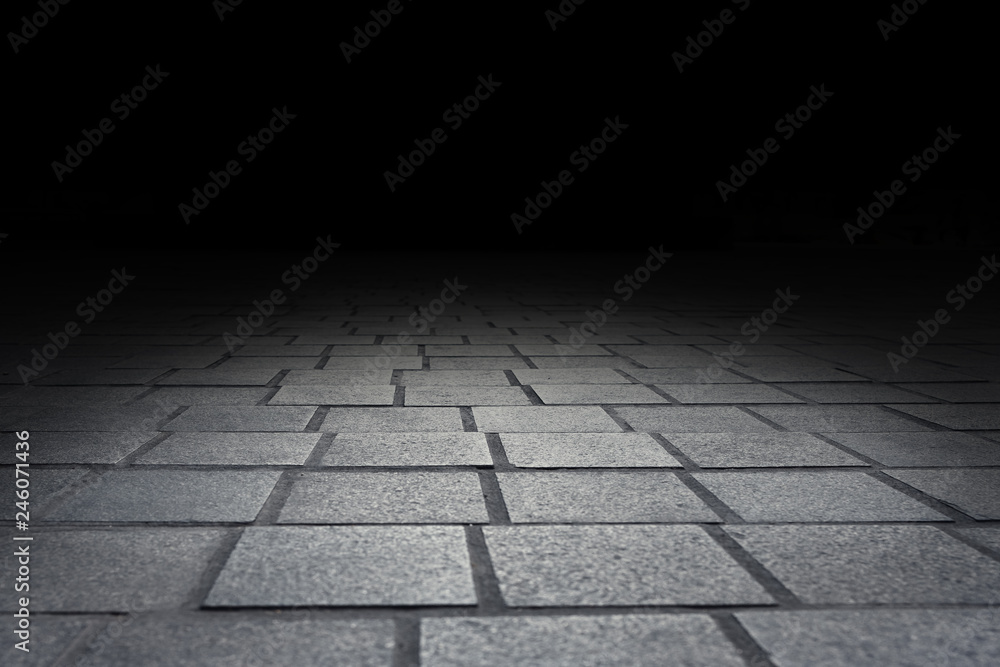 Pavement brick stone floor texture perspective background for display or montage of product,Mock up template for your design.