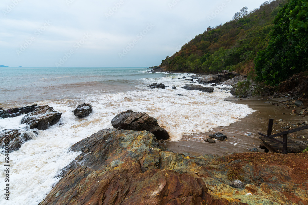 sea wave with stone at Khao Laem Ya in Mu Ko Samet National Park, Rayong, Thailand
