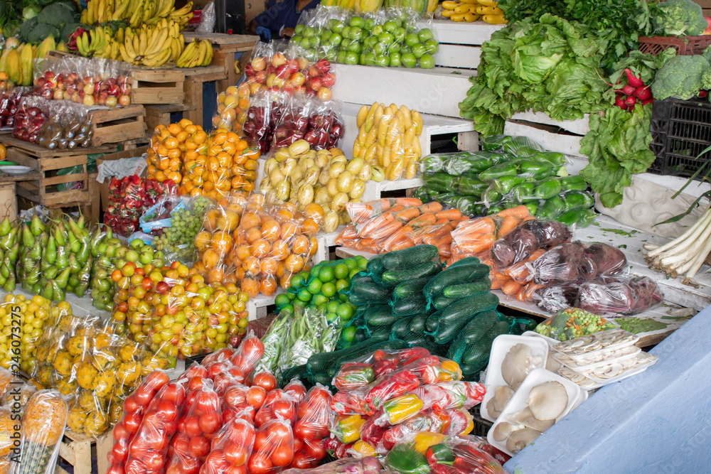 Market for fruits and vegetables. South America, Ecuador.