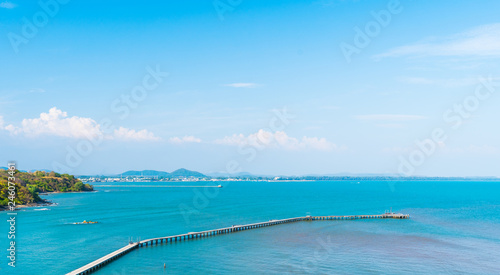 wooden bridge to sea at Rayong Thailand