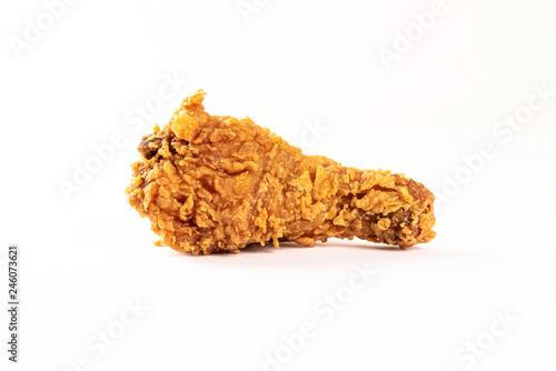 Fries chicken leg isolated on white background.