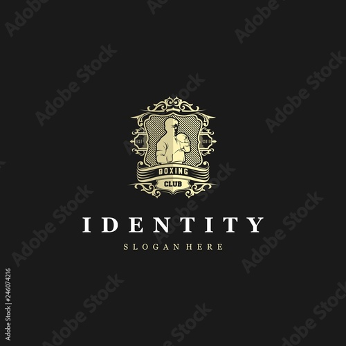 Vintage boxing emblem logo