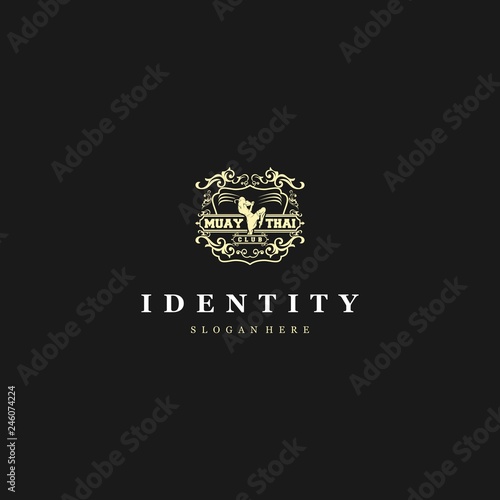 Muay Thai club Illustration stamp vector logo