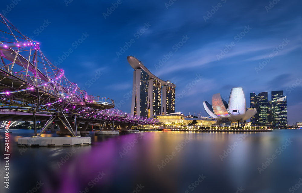 Naklejka premium Singapore Marina Bay Cityscape