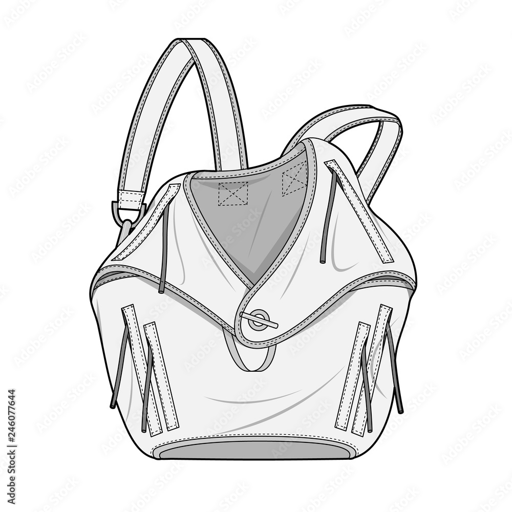 BACKPACK Fashion flat technical drawing vector template Stock Vector ...