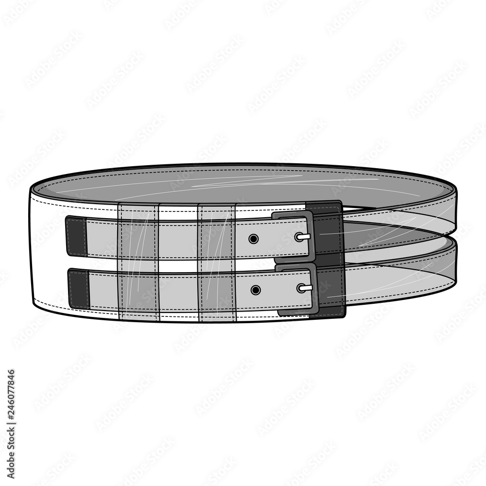Belt Fashion flat technical drawing vector template Stock Vector