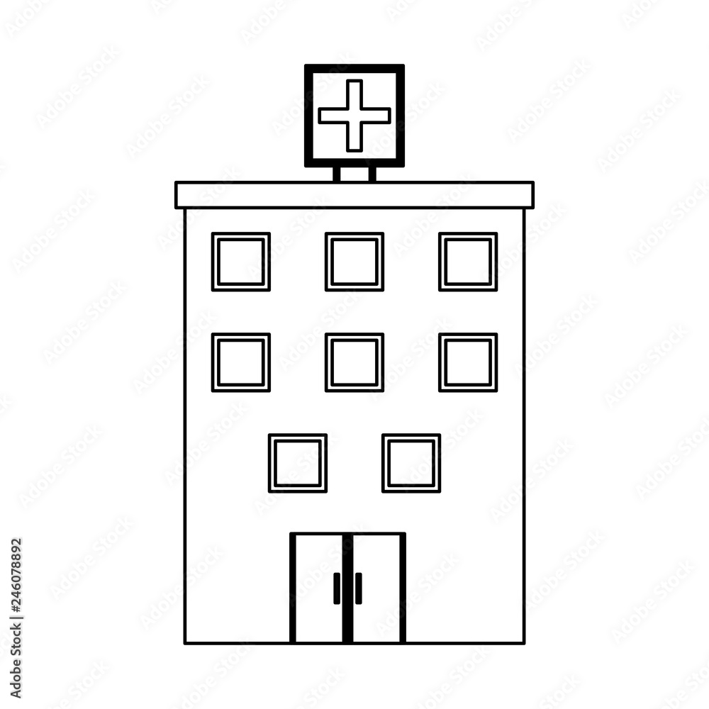 Hospital building symbol black and white Hospital building symbol black and white