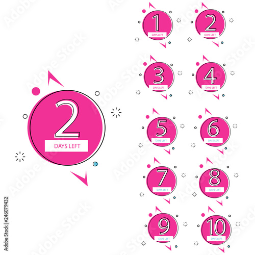 collection of number days left countdown template for promotion, sale, landing page, template, ui, web, mobile app, poster, banner, flyer vector