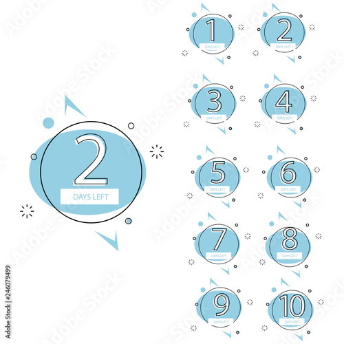 collection of number days left countdown template for promotion, sale, landing page, template, ui, web, mobile app, poster, banner, flyer vector