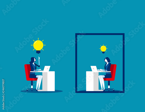 Business team and ideas thinking. Concept business vector, Outside, Frame, Freedom.