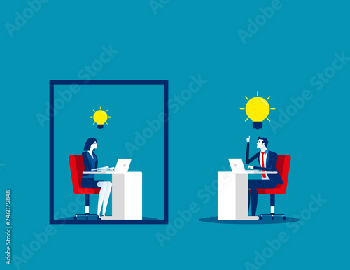 Business team and ideas thinking. Concept business vector, Outside, Frame, Freedom.