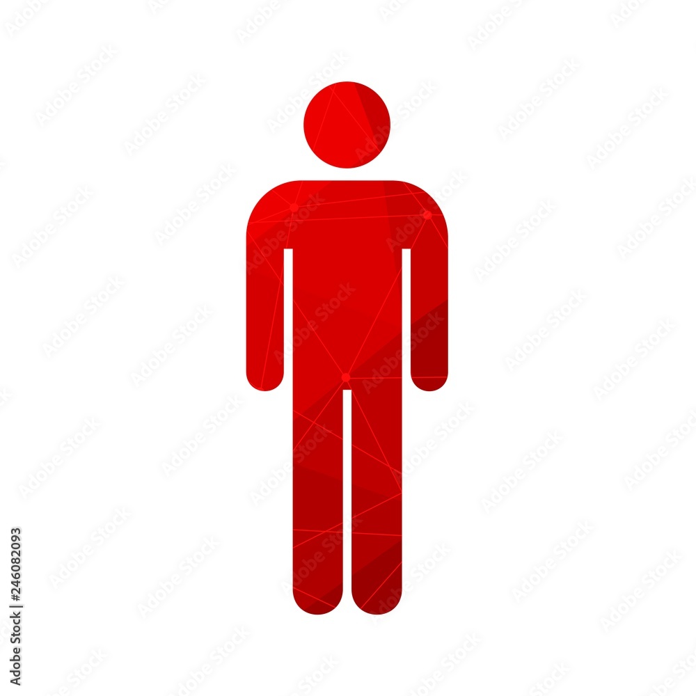 Man pictogram illustration. Simple flat symbol. Textured by lines and dots pattern Man pictogram illustration. Simple flat symbol. Textured by lines and dots pattern