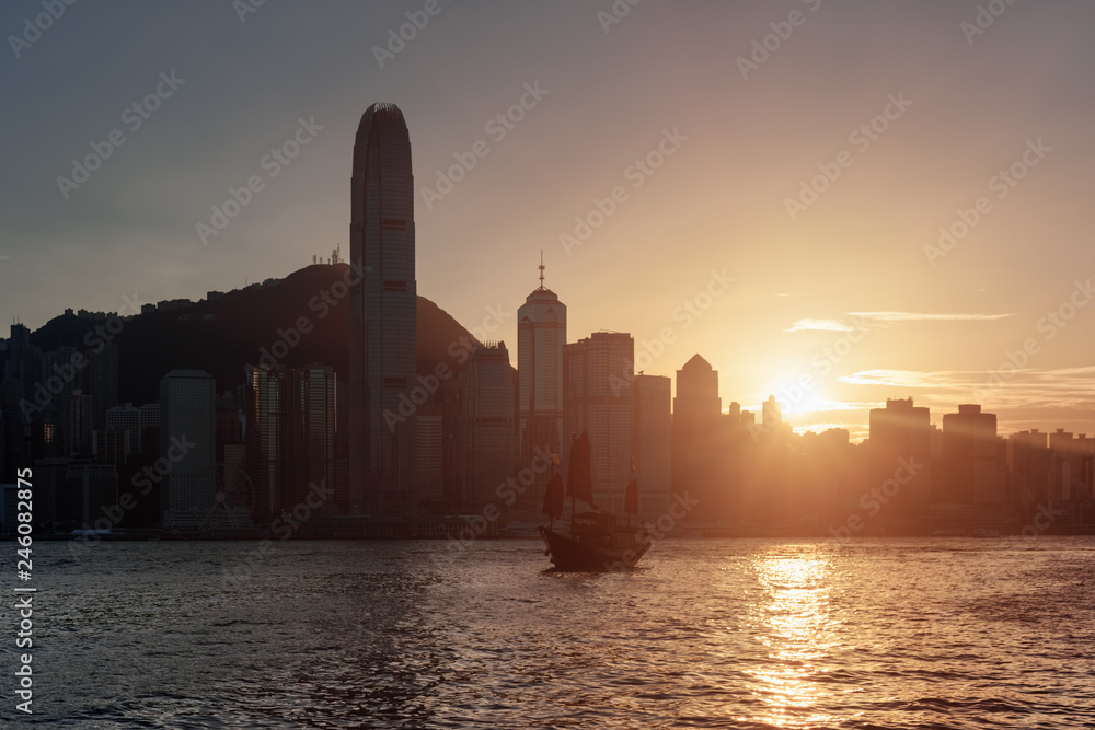 Amazing view of the Hong Kong Island skyline at sunset Amazing view of the Hong Kong Island skyline at sunset