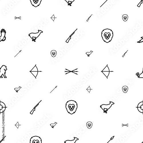 hunting icons pattern seamless white background