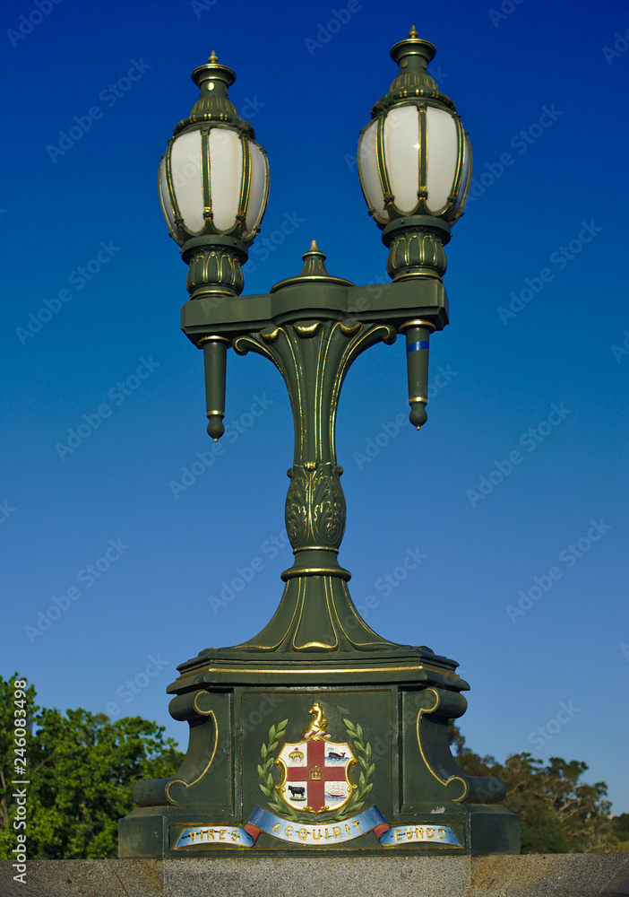 Melbourne old fashioned street light with blue sky background