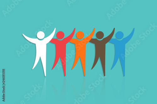 Group of People with raised hands. Concept for Teamwork