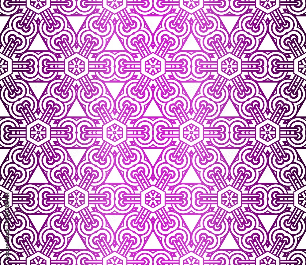 Purple creative vector layout with seamless geometric flower ornament. Design for banner, background