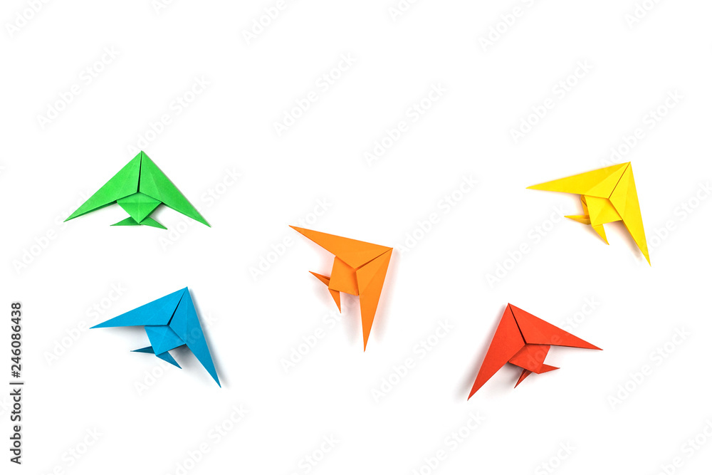 Paper origami fishes isolated on white background. Paper origami fishes isolated on white background.