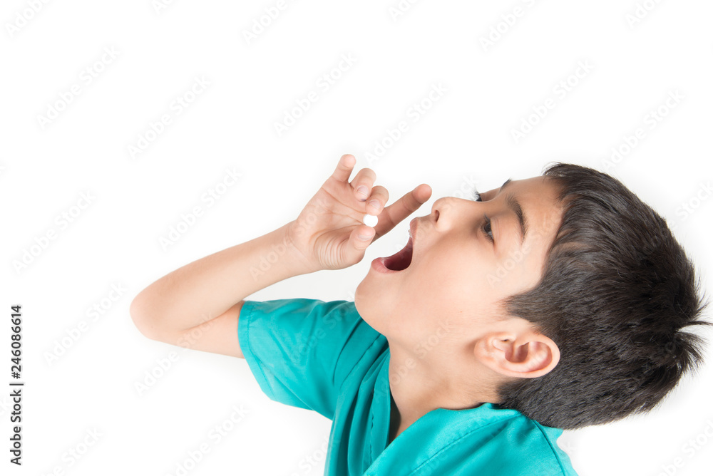 Giving kids medicine, boy try to swallow pills medicine Giving kids medicine, boy try to swallow pills medicine