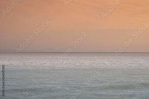 Cold ice landscape with frozen sea to the horizon.