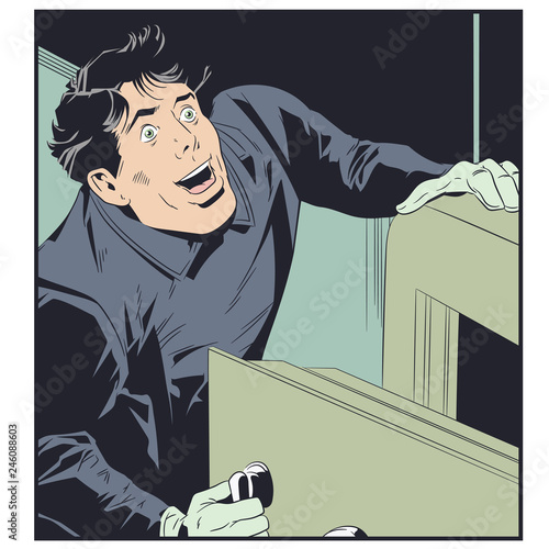 Robber near safe. Stock illustration.