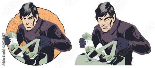 Robber with money. Stock illustration. photo