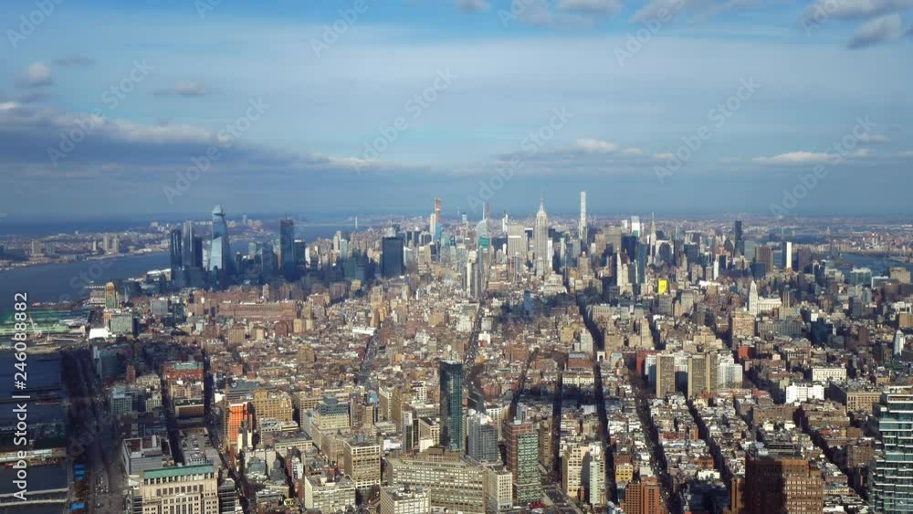 Wide angle aerial view over Manhattan New York Wide angle aerial view over Manhattan New York