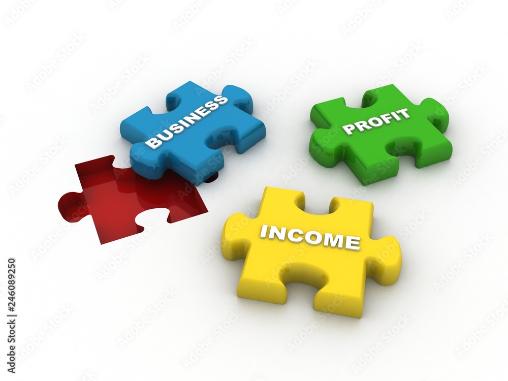 3d illustration business income profit puzzle 3d illustration business income profit puzzle