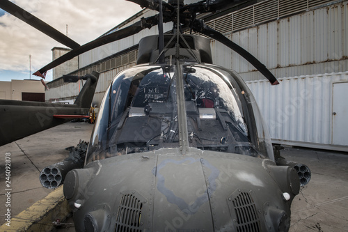 Фотография American military helicopter cabin at heliport