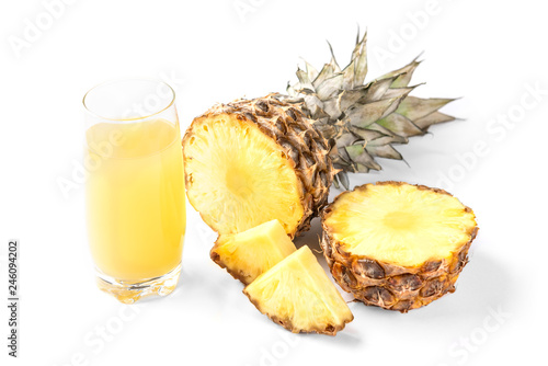Pineapple juice isolated on white background.