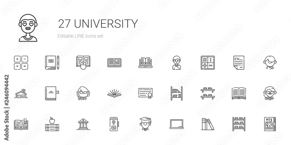 university icons set