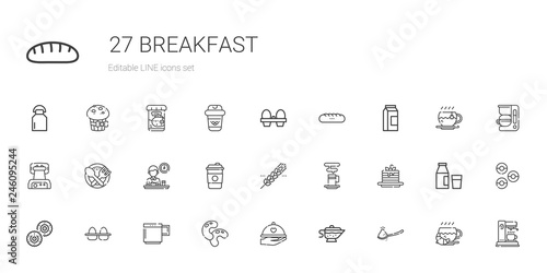 breakfast icons set