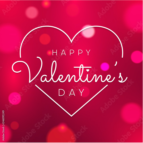 Happy St. Valentine's Day red shiny greeting card with heart.