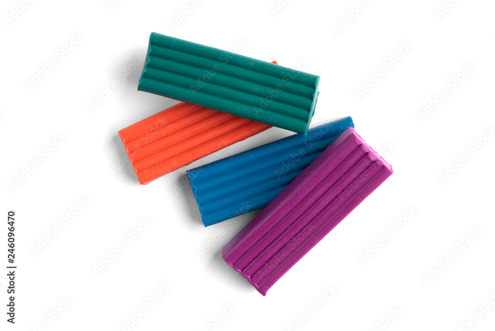 Fototapeta premium Colored plasticine isolated on white background. 
