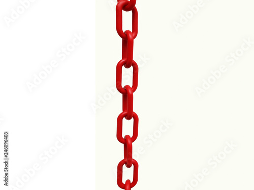 Red chain on white background in the middle.