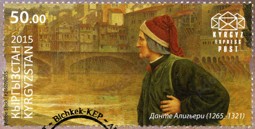 KYRGYZSTAN - 2015: shows Dante Alighieri (1265-1321), Italian Poet, series Famous Men photo