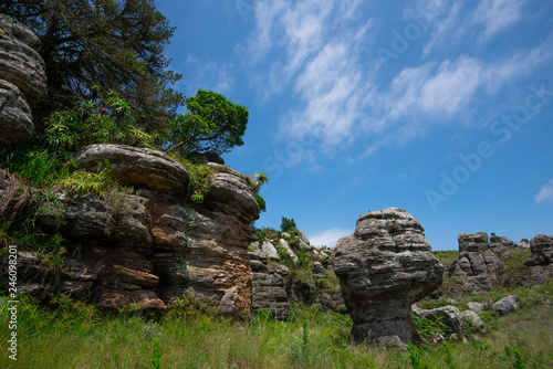 A strange but beautiful mushroom-shaped rock near Sand Caves in Mpumalanga Province, South Africa.